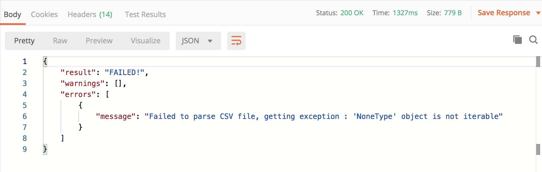 Postman CSV missing